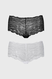 Calzón mujer pantaleta blanco full encaje con diseño floral detallado y borde ondulado sin estampa lisa elegante