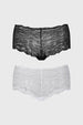 Calzón mujer pantaleta blanco full encaje con diseño floral detallado y borde ondulado sin estampa lisa elegante