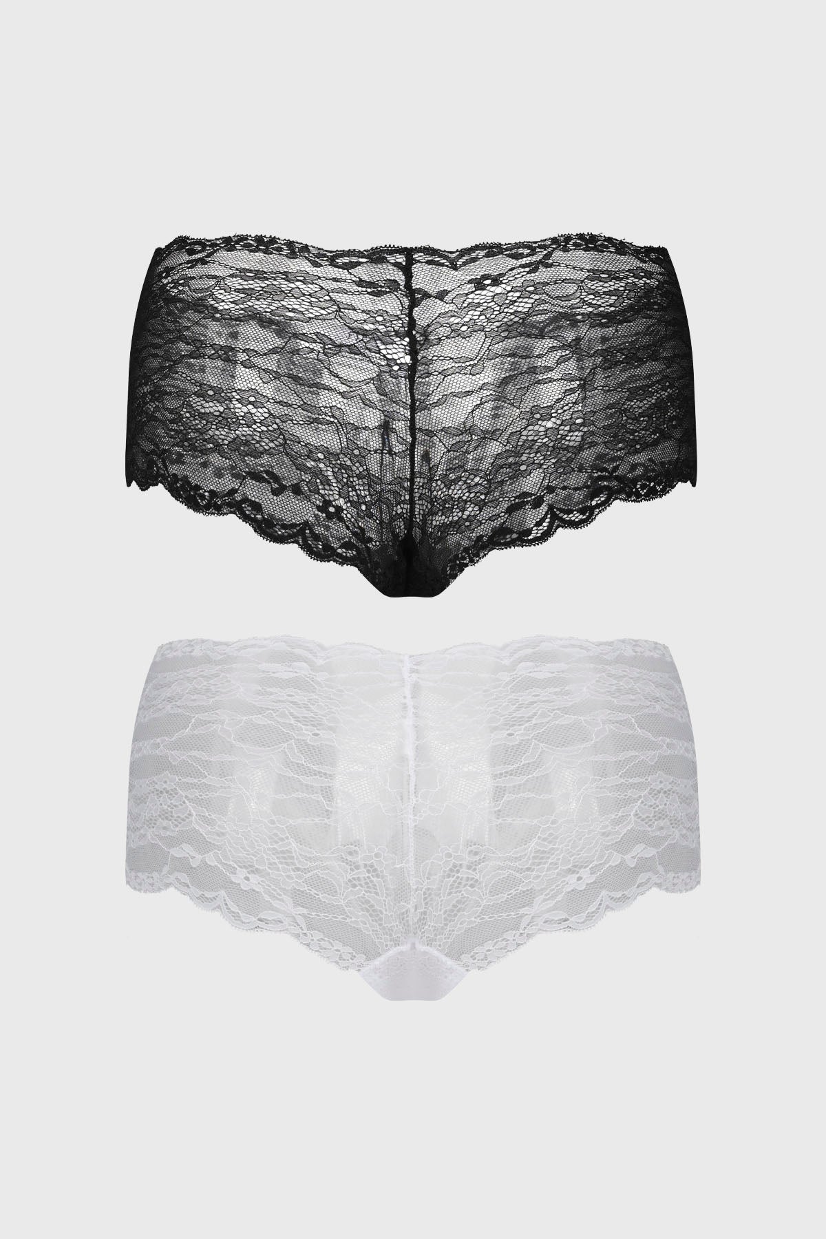 Calzón mujer pantaleta blanco full encaje con diseño floral detallado y borde ondulado sin estampa lisa elegante