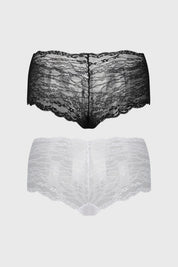 Calzón mujer pantaleta blanco full encaje con diseño floral detallado y borde ondulado sin estampa lisa elegante