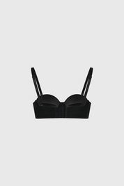 Sostén push up negro liso sin estampa diseño clásico con tirantes delgados