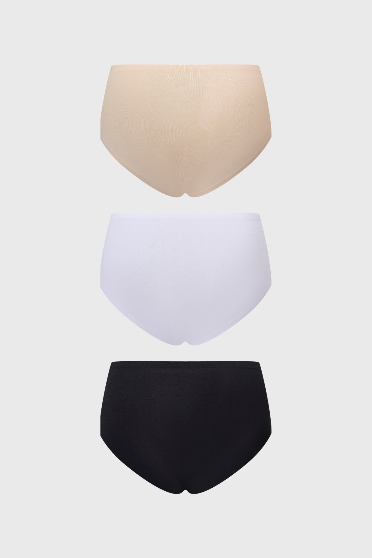 Calzón mujer tripack liso beige incluye blanco y negro diseño sencillo sin estampa ideal para uso diario
