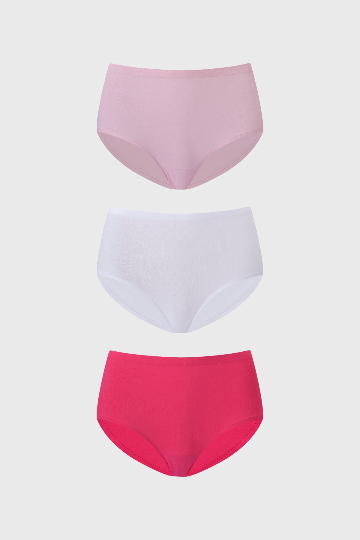 Calzón mujer tripack algodón liso palo rosa en colores palo rosa blanco y fucsia diseño simple y cómodo