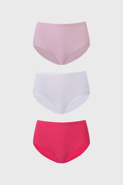 Calzón mujer tripack algodón liso palo rosa en colores palo rosa blanco y fucsia diseño simple y cómodo