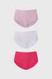 Calzón mujer tripack algodón liso palo rosa en colores palo rosa blanco y fucsia diseño simple y cómodo