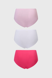 Calzón mujer tripack algodón liso palo rosa en colores palo rosa blanco y fucsia diseño simple y cómodo