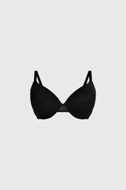 Sostén negro prehormado de encaje diseño liso con tirantes ajustables elegante y sofisticado