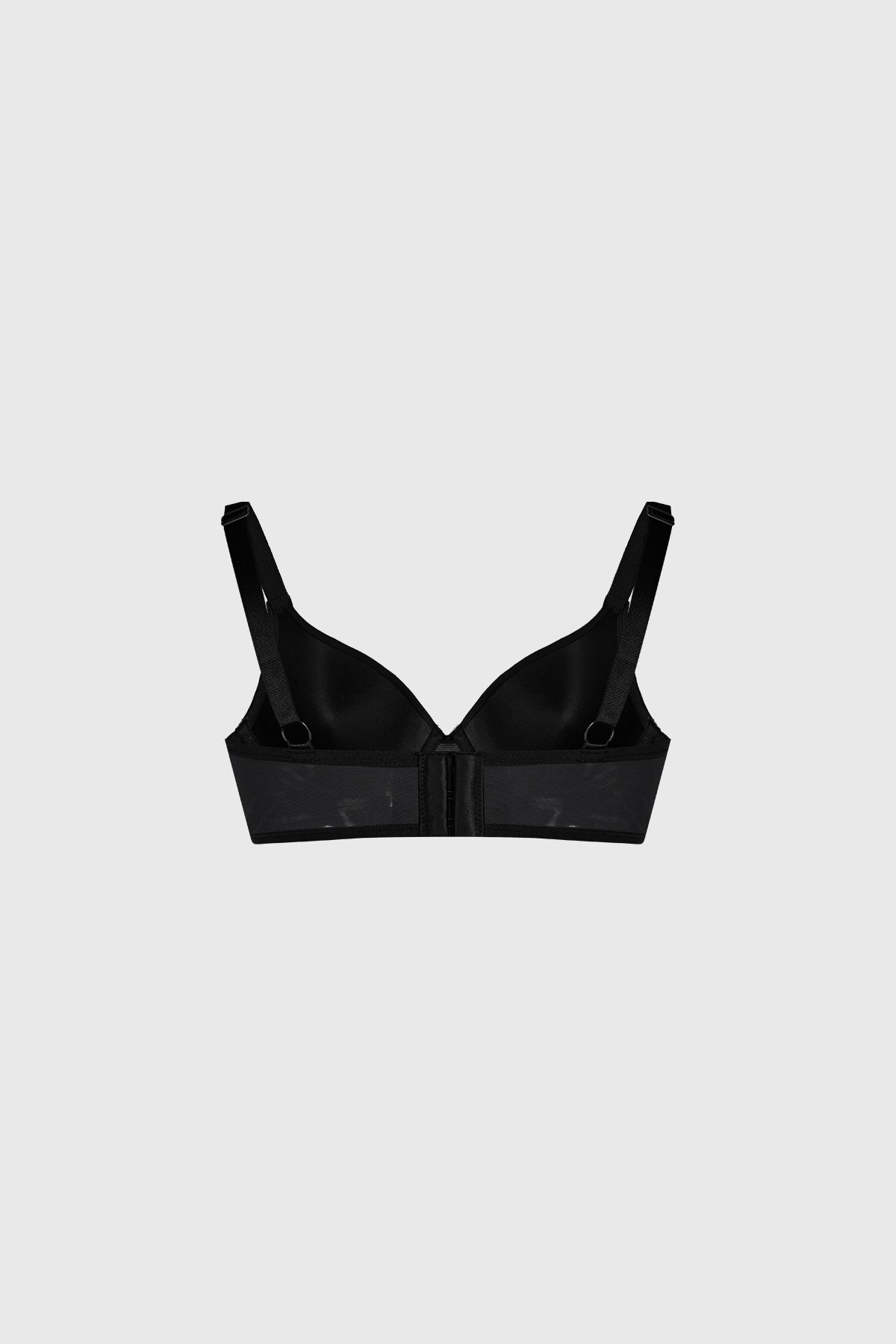Sostén negro prehormado de encaje diseño liso con tirantes ajustables elegante y sofisticado