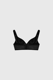 Sostén negro prehormado de encaje diseño liso con tirantes ajustables elegante y sofisticado