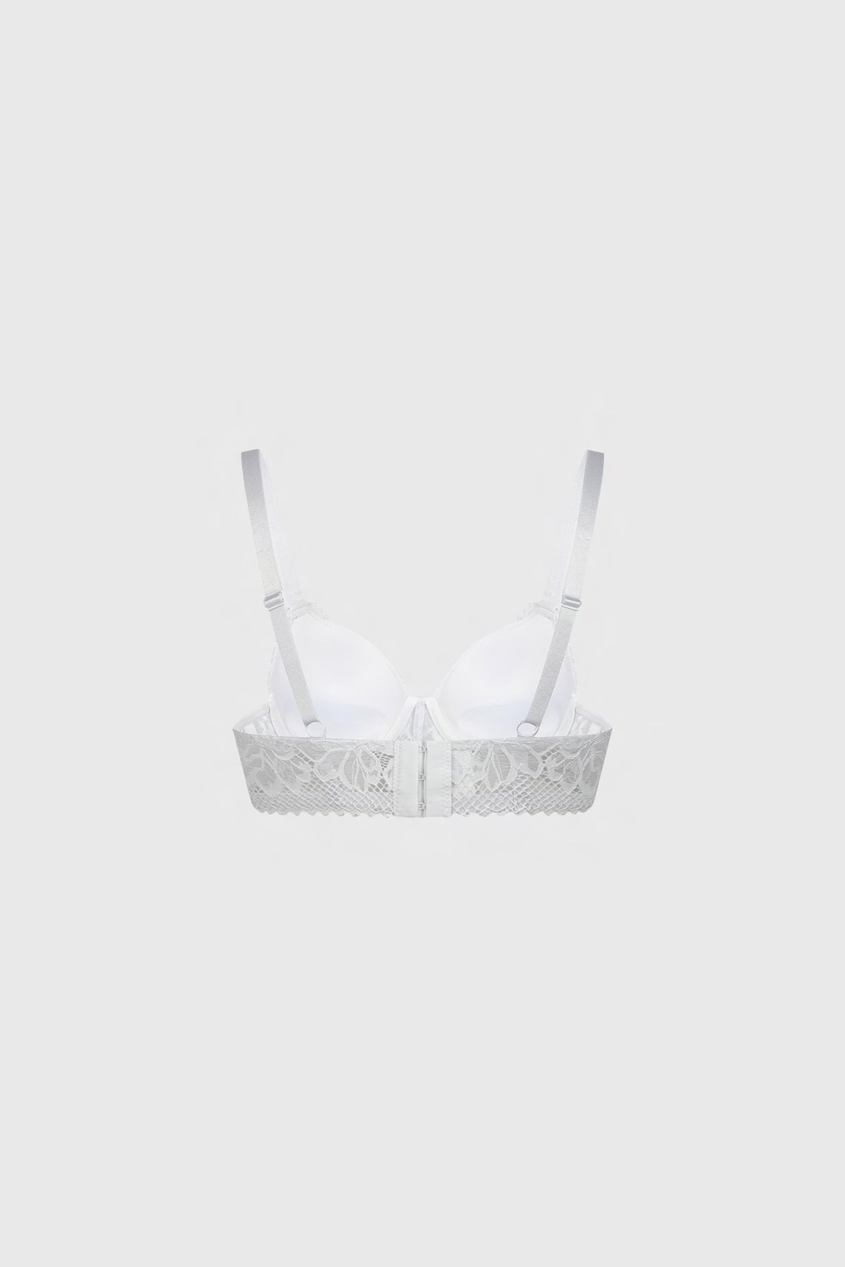Sostén blanco push up de mujer con encaje floral delicado en toda la superficie diseño elegante y sofisticado
