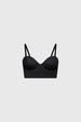 Sostén bustier negro para mujer liso sin estampa diseño strapless con tirantes delgados removibles elegante y moderno