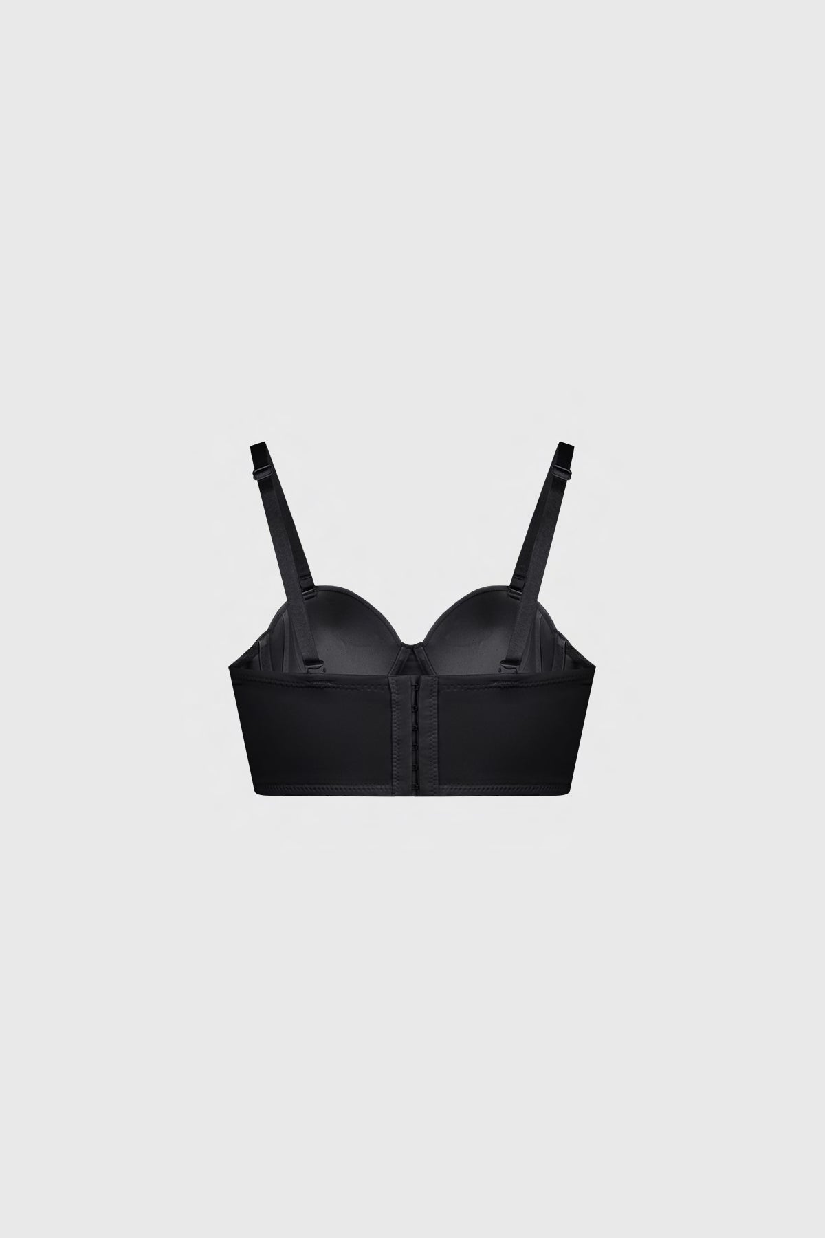 Sostén bustier negro para mujer liso sin estampa diseño strapless con tirantes delgados removibles elegante y moderno