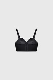 Sostén bustier negro para mujer liso sin estampa diseño strapless con tirantes delgados removibles elegante y moderno