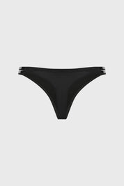 Calzón colaless negro con doble tira lateral y detalle de strass pequeño estilo minimalista prenda lisa