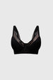 Sostén negro mujer con detalle de mesh en la parte superior estilo moderno y elegante prenda lisa sin estampa