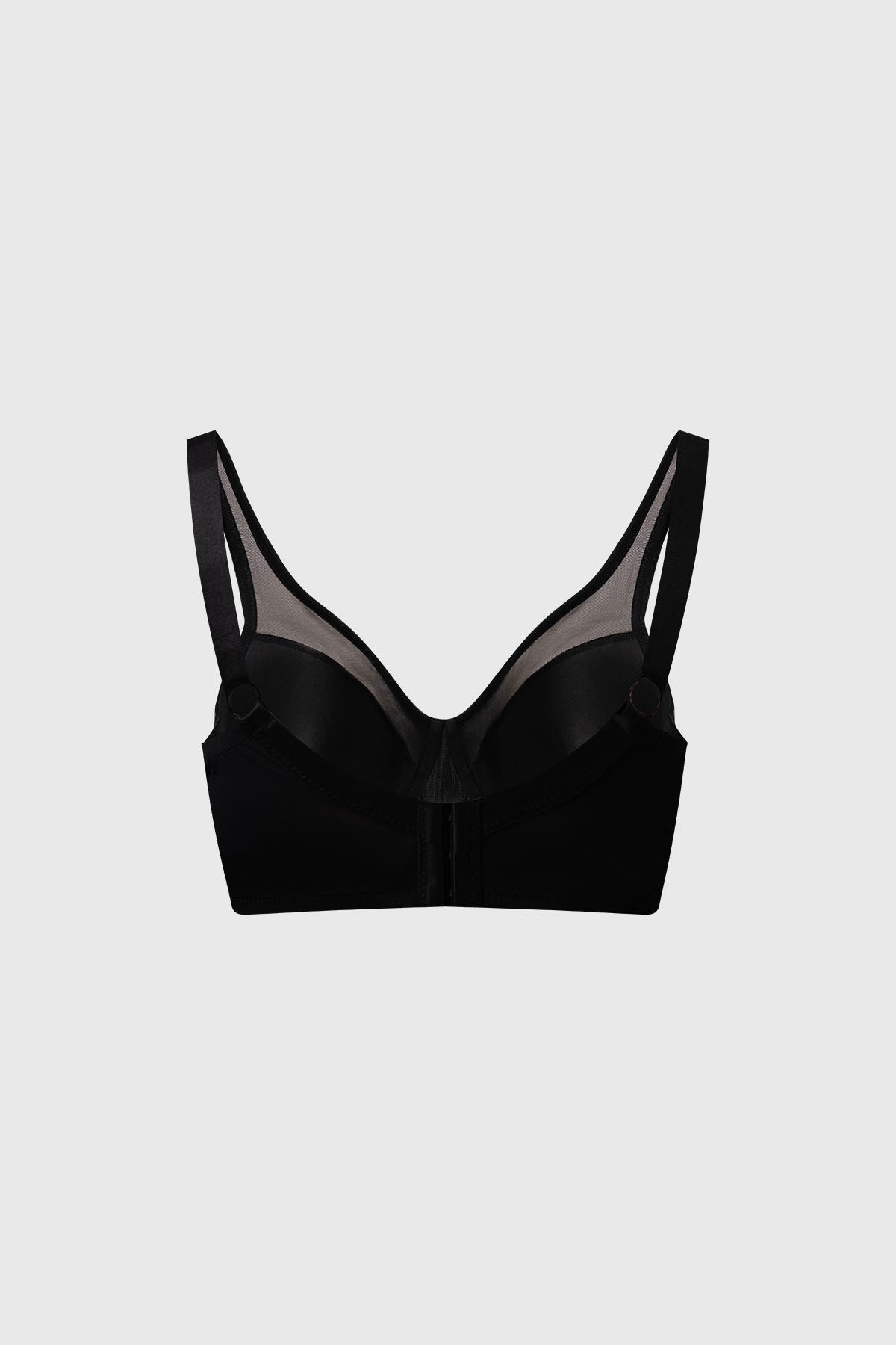Sostén negro mujer con detalle de mesh en la parte superior estilo moderno y elegante prenda lisa sin estampa