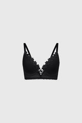 Sostén Mujer Mesh Detalle Macramé Negro