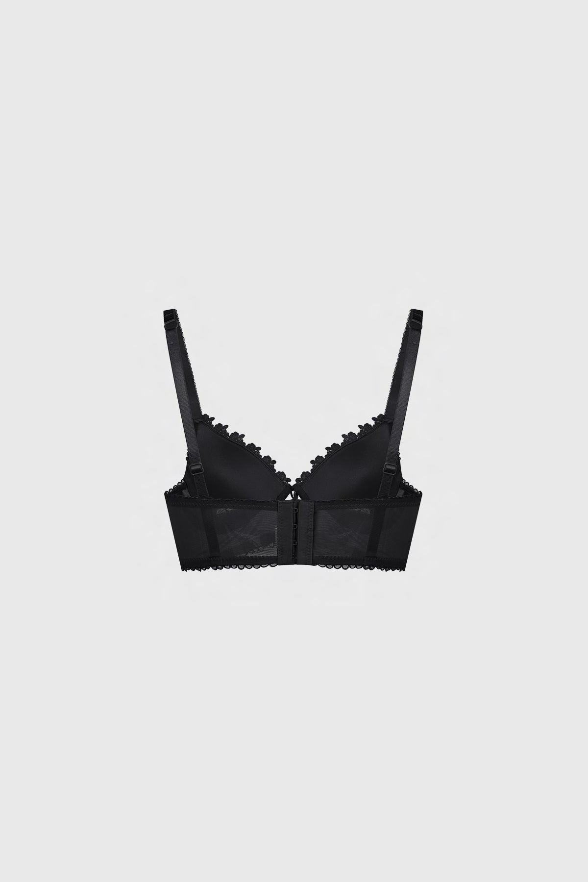 Sostén Mujer Mesh Detalle Macramé Negro