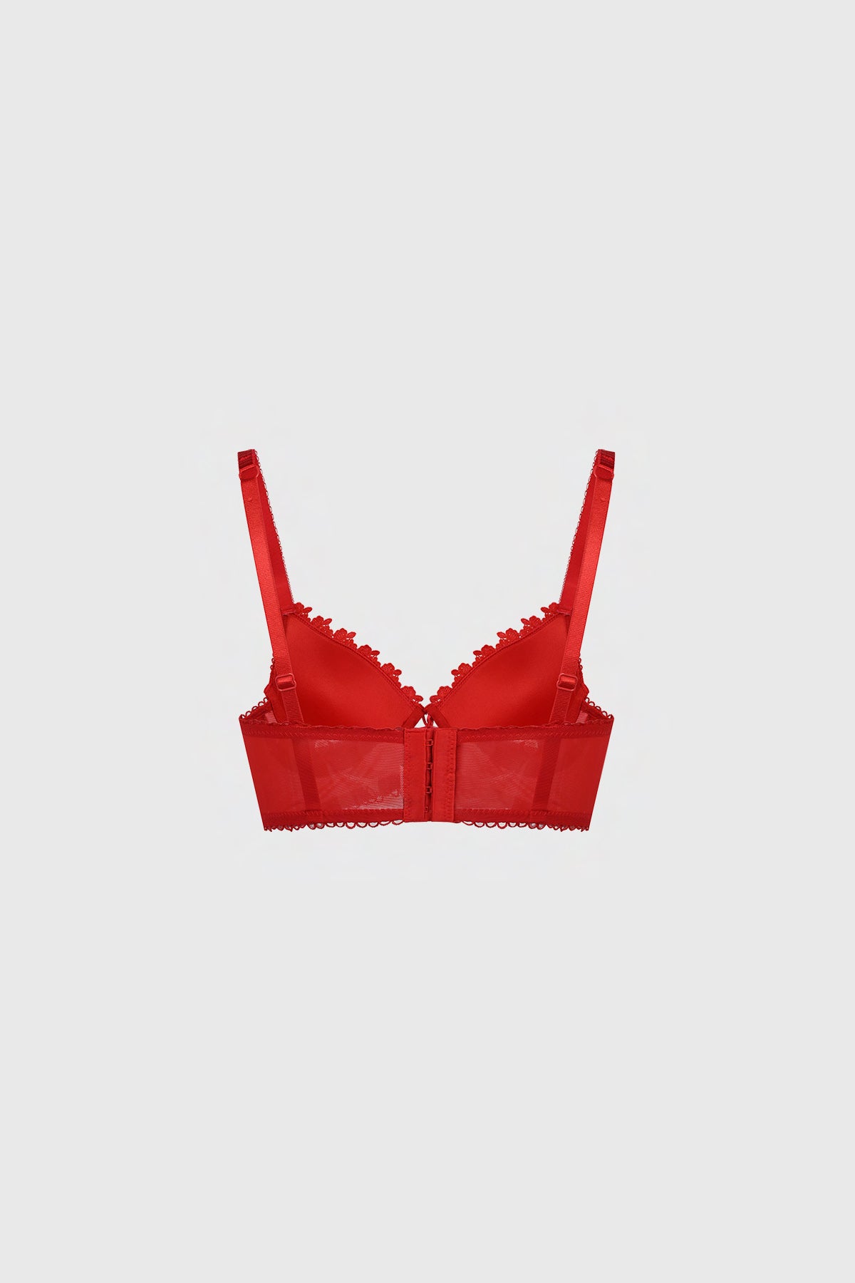 Sostén Mujer Mesh Detalle Macramé Rojo