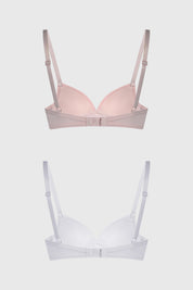 Sostén mujer palo rosa con tirantes delgados y pequeño lazo central diseño liso ideal para uso diario cómodo y suave