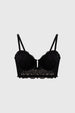 Sostén strapless negro de encaje floral delicado con tirantes removibles diseño elegante y sofisticado