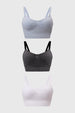 Tripack de sostenes juveniles en azul claro gris y blanco con diseño recogido sin estampa visibles ideales para el día a día