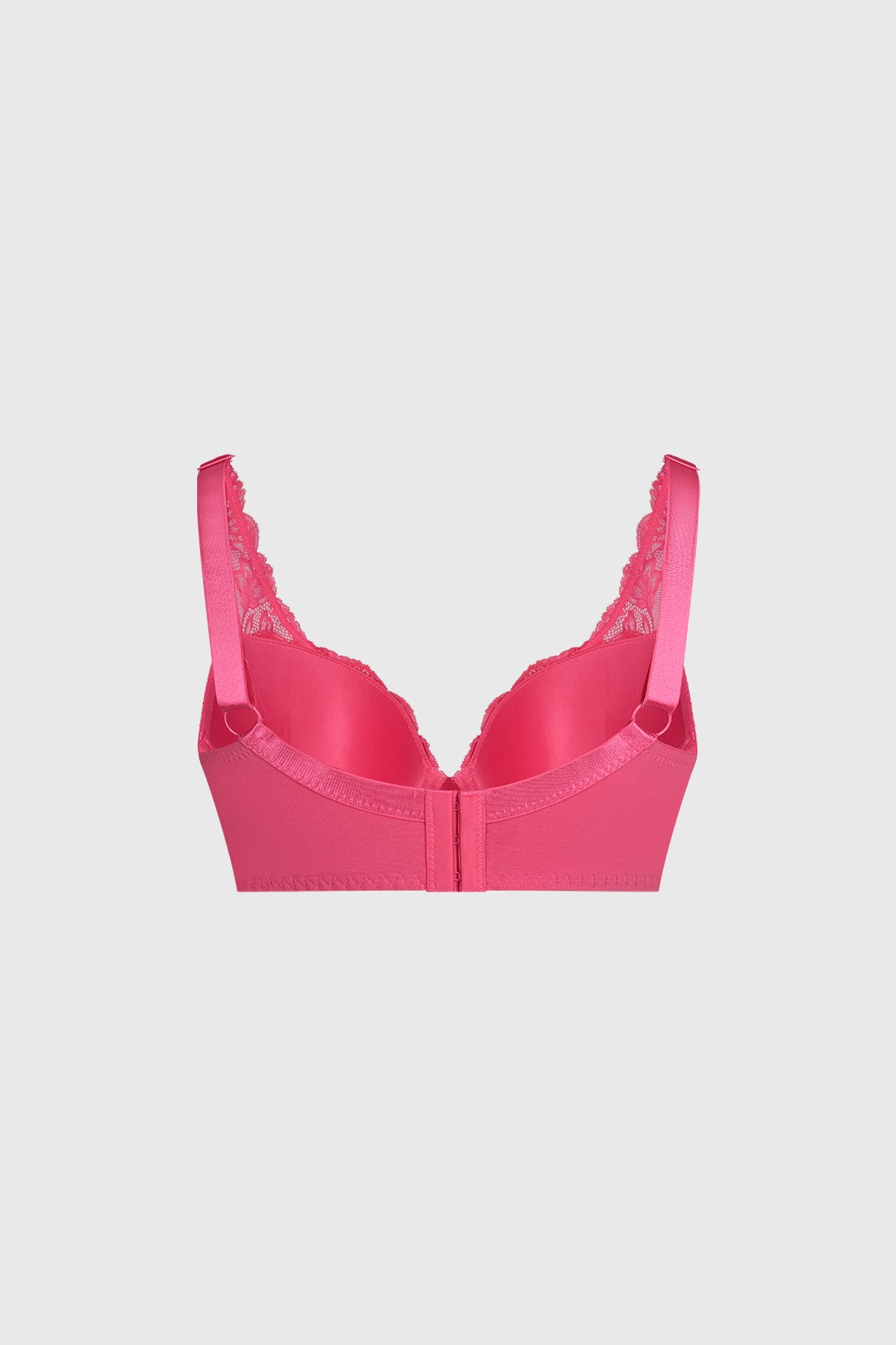 Sostén fucsia de mujer con encaje floral en toda la prenda sin estampa lisa elegante y delicada