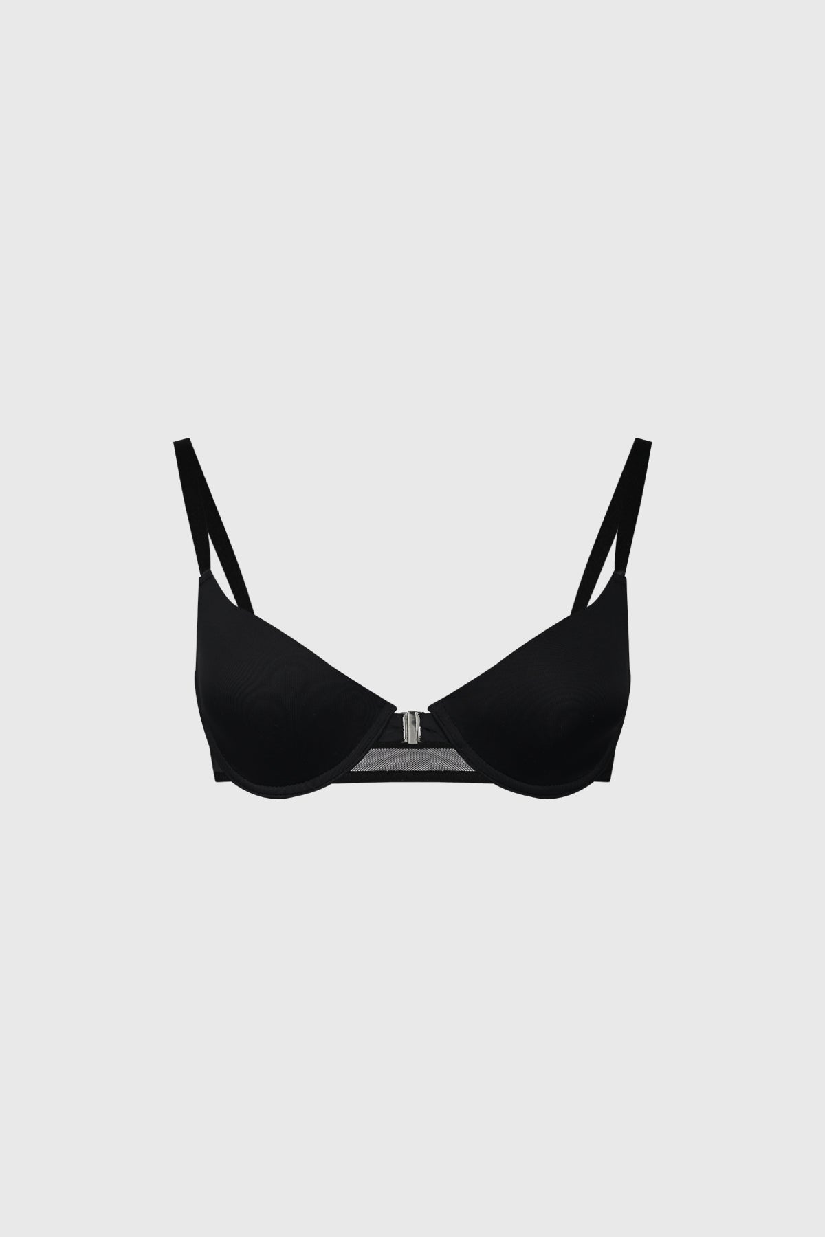 Sostén negro con copa soft y detalle de mesh en la espalda diseño elegante sin estampa visible