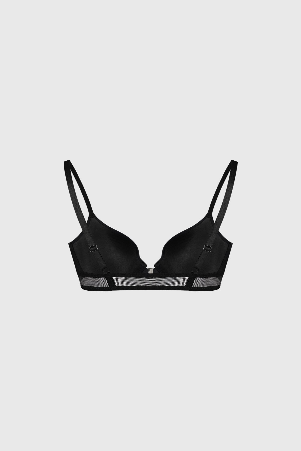 Sostén negro con copa soft y detalle de mesh en la espalda diseño elegante sin estampa visible
