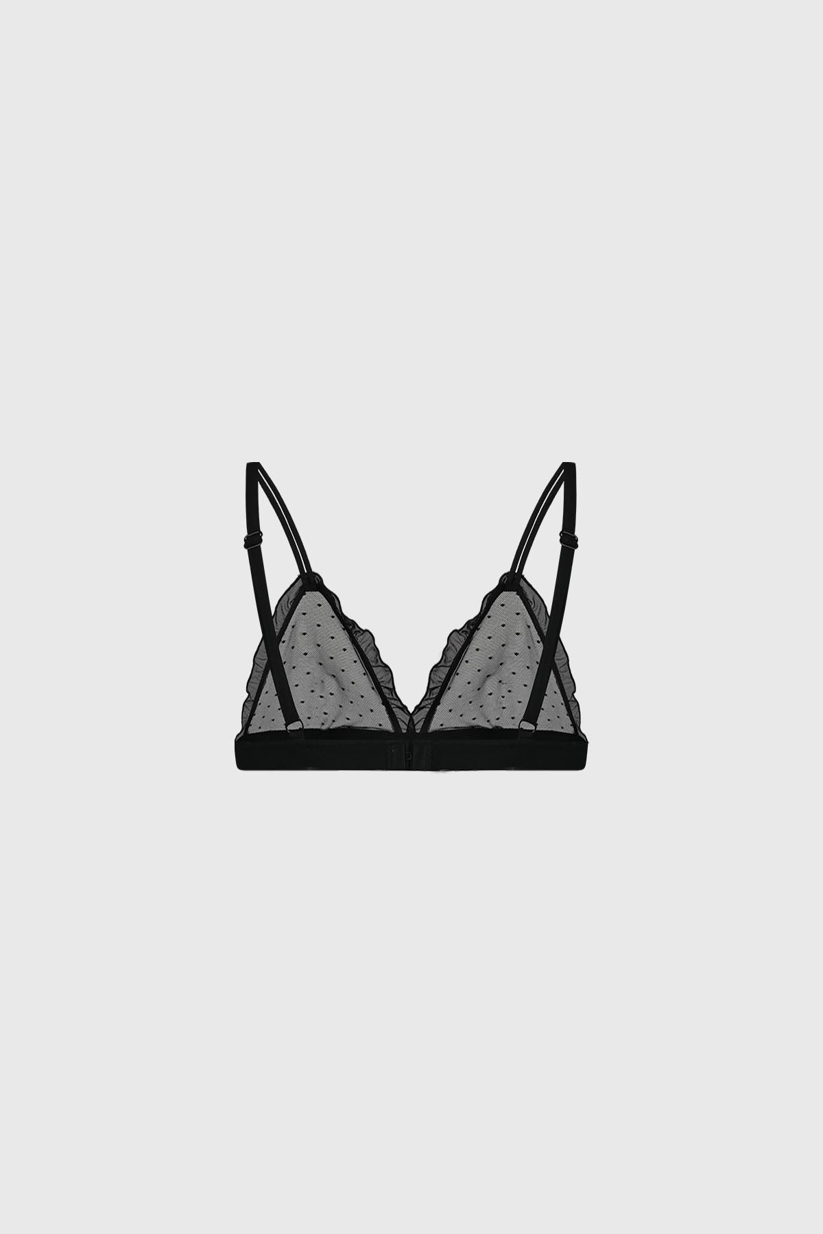 Sostén negro de copa soft con diseño de puntos pequeños estilo transparente sin estampa visible