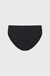 Calzón bikini negro de mujer con diseño liso confeccionado en tejido elástico cómodo y suave ideal para el día a día