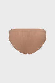 Calzón bikini mujer color camel con textura acanalada lisa sin estampa ideal para el día a día