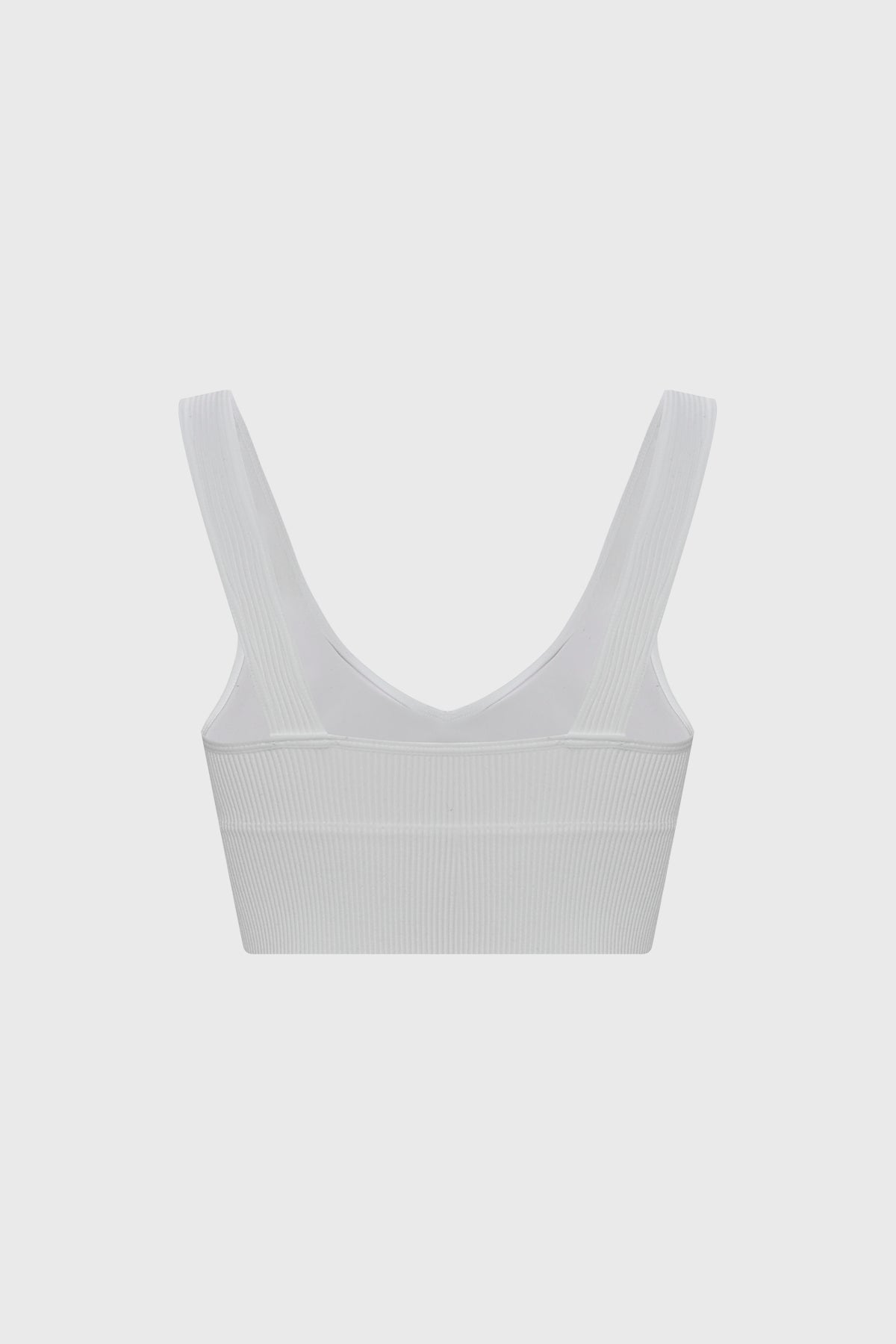 Sostén blanco de copa soft liso sin estampa con textura acanalada ajuste cómodo y soporte suave para el día a día