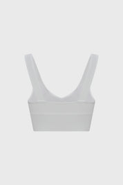 Sostén blanco de copa soft liso sin estampa con textura acanalada ajuste cómodo y soporte suave para el día a día