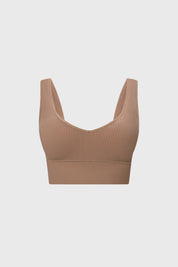 Sostén mujer camel de copa soft con diseño acanalado liso sin estampa para comodidad diaria
