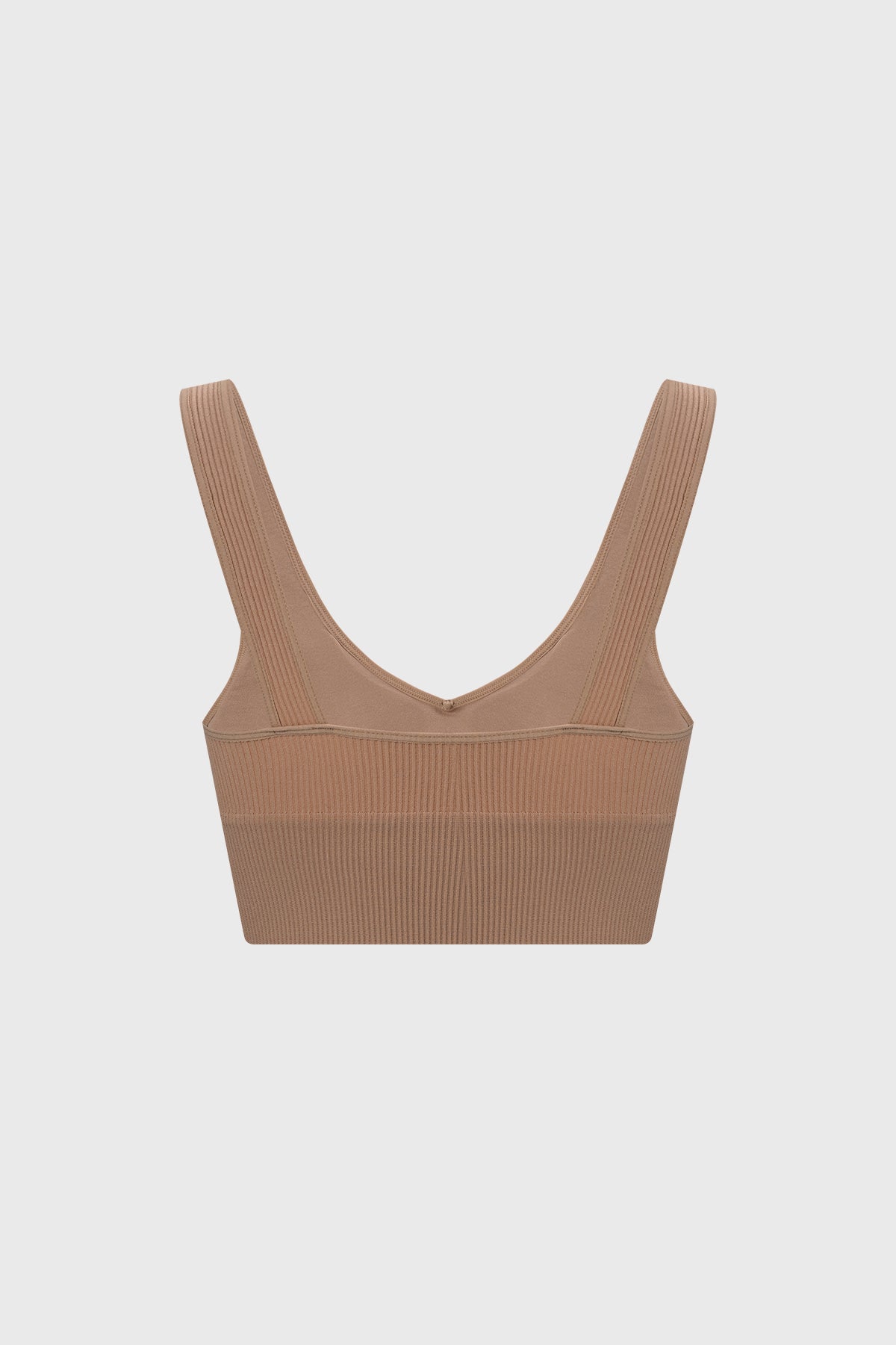 Sostén mujer camel de copa soft con diseño acanalado liso sin estampa para comodidad diaria