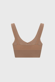 Sostén mujer camel de copa soft con diseño acanalado liso sin estampa para comodidad diaria