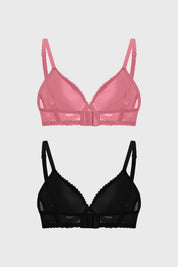 Sostén Mujer Bipack Detalle Encaje Rosado