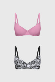 Sostén Mujer Full Print Detalle Lurex Negro