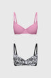 Sostén Mujer Full Print Detalle Lurex Negro