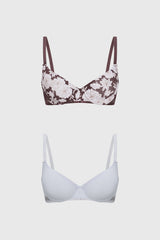 Sostén Mujer Full Print Detalle Lurex Café Oscuro