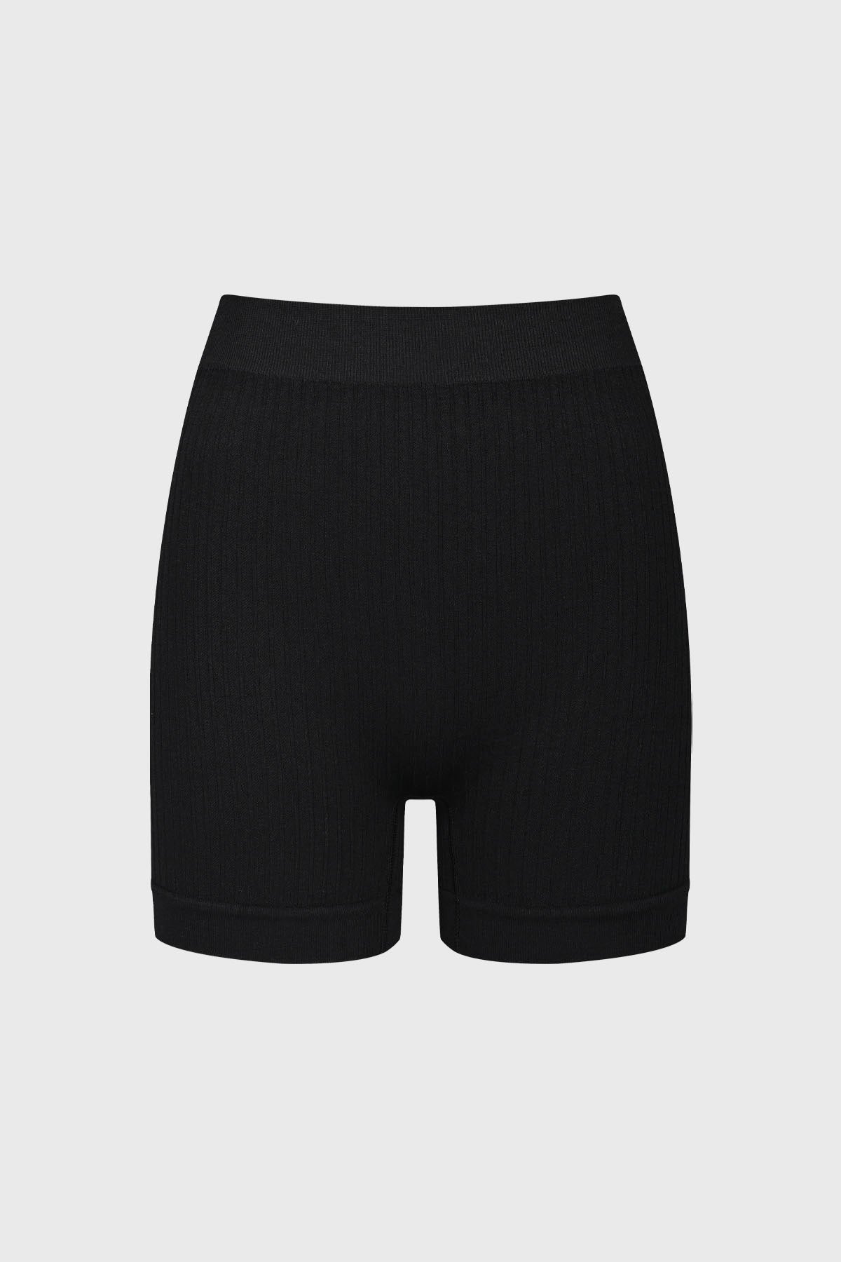 Calzón mujer largo negro con diseño acanalado sin estampa tejido liso y elástico para comodidad diaria