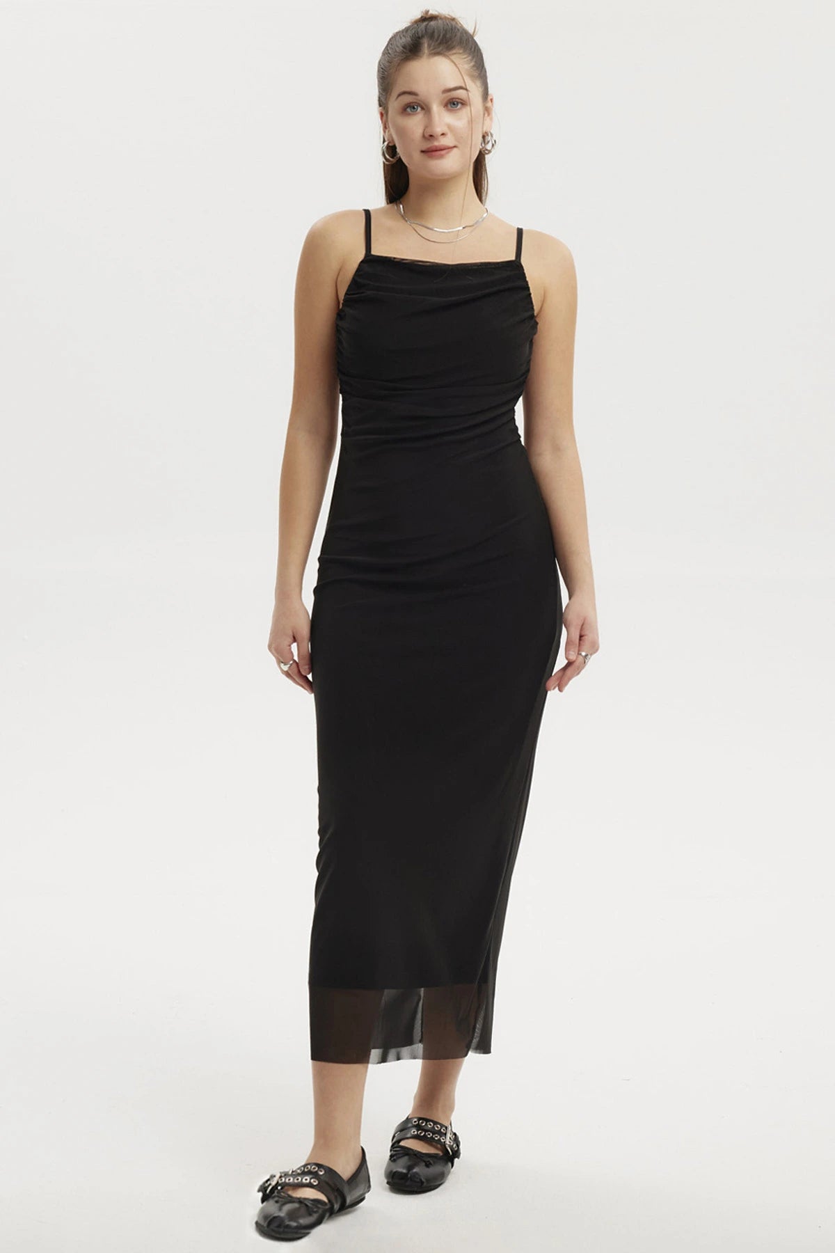 Vestido Mujer Largo Pabilo Negro