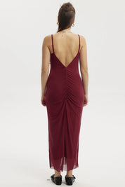 Vestido Mujer Largo Pabilo Vino Oscuro