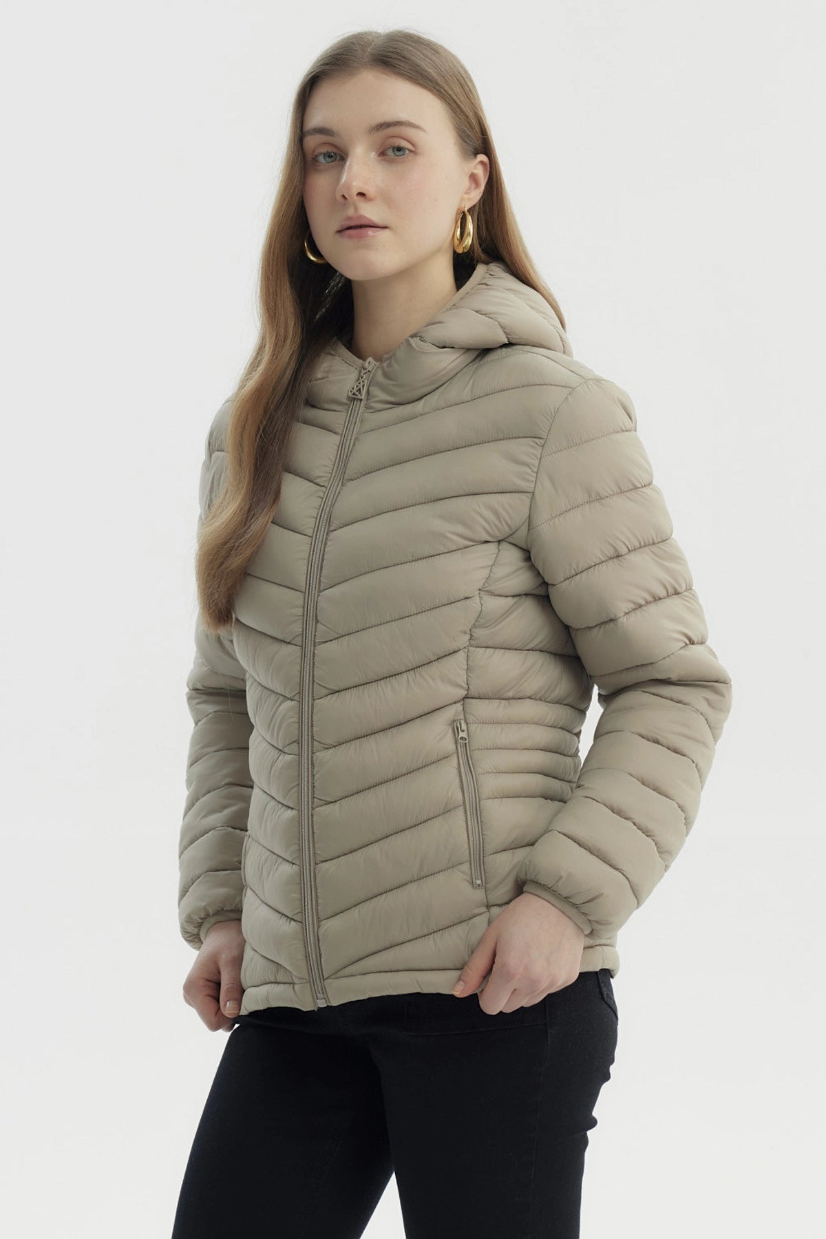Parka Mujer Corta Plummy Cortes Beige