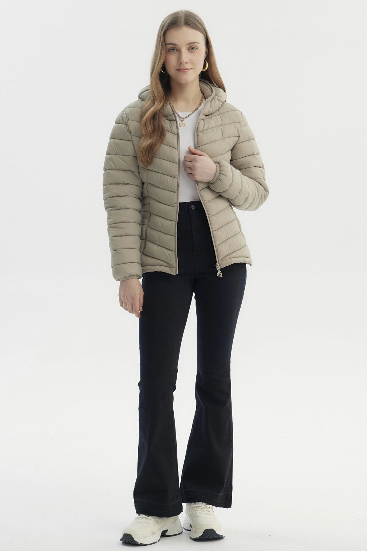 Parka Mujer Corta Plummy Cortes Beige