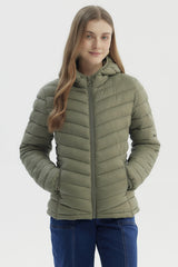 Parka Mujer Corta Plummy Cortes Verde Militar