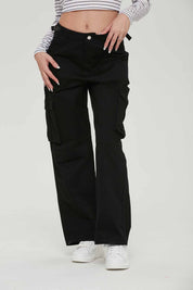 Pantalón Mujer Cargo Ajustable Negro