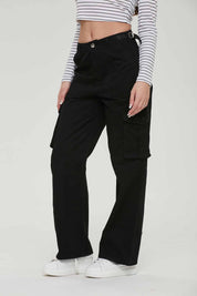 Pantalón Mujer Cargo Ajustable Negro