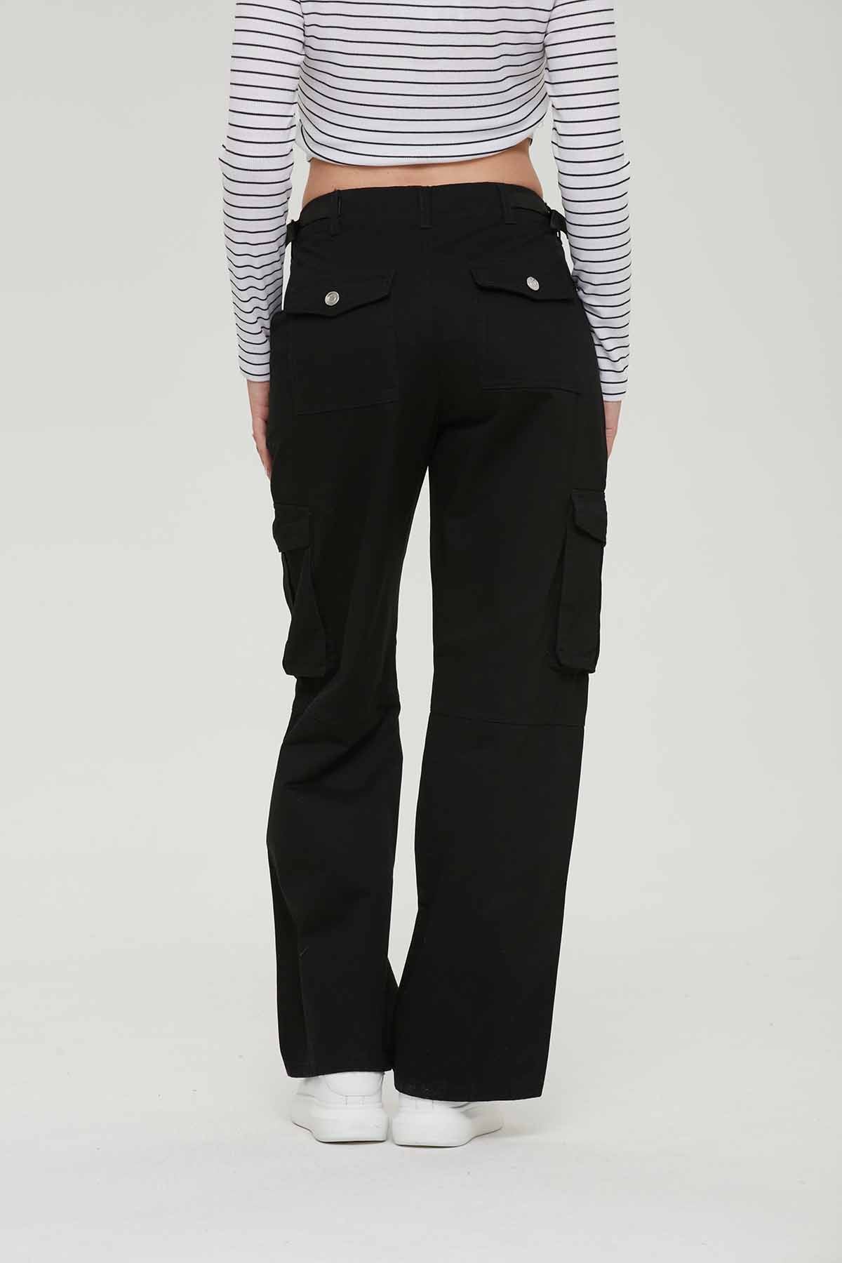 Pantalón Mujer Cargo Ajustable Negro